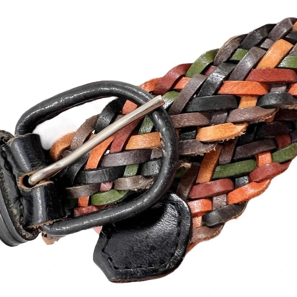 Vintage Y2K Multi-color braided leather belt